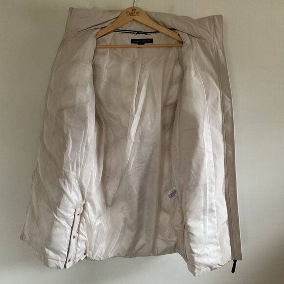 French Connection Hooded Puffer Quilted Jacket Coat Sz M Ecru Water Repellent - Picture 5 of 15